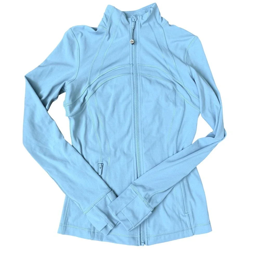 Lululemon Define Jacket Nulu Washed Blue Full Zip Women Size 6 Athleisure Yoga